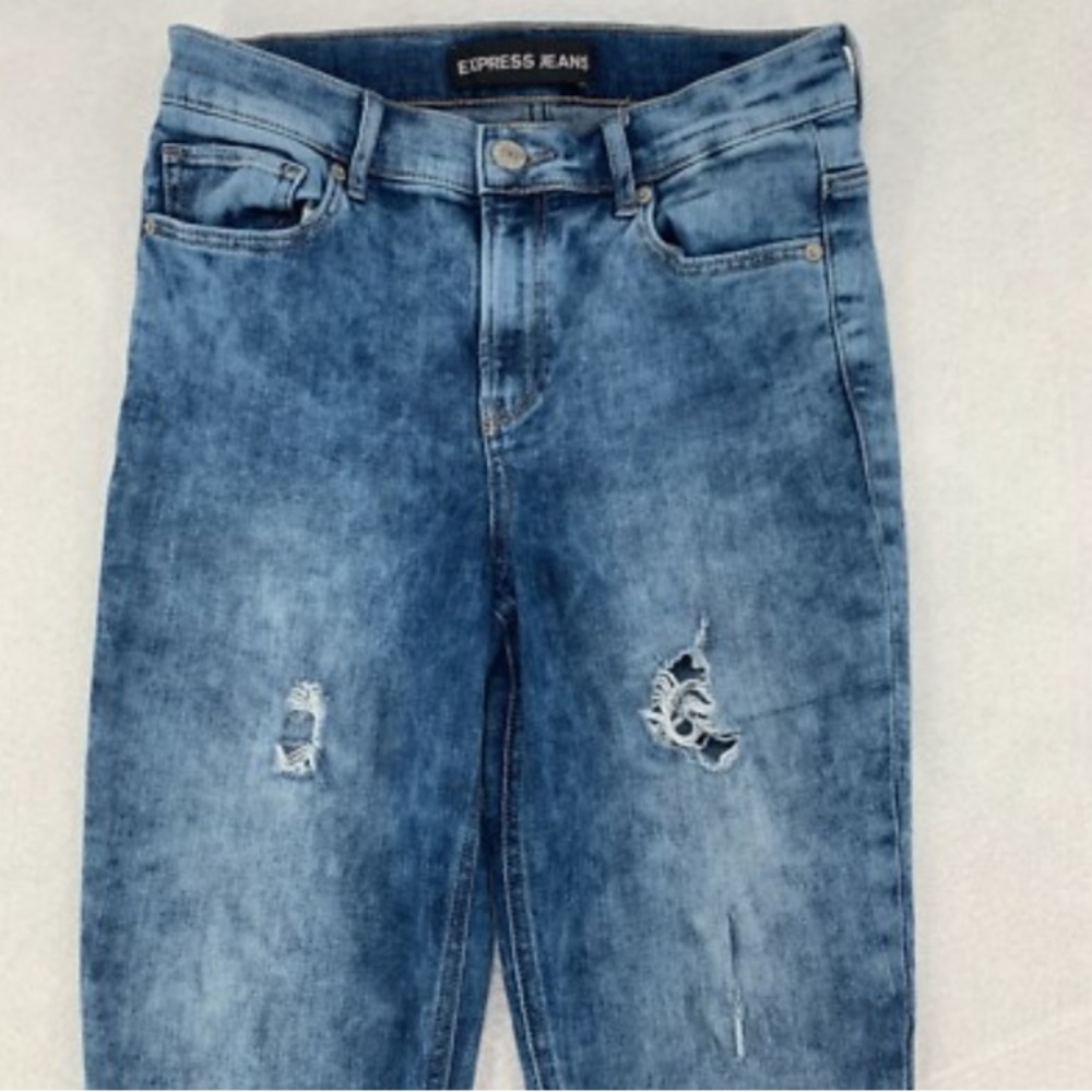 Express High Rise Distressed Denim Jeans